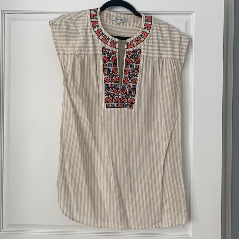 Madewell tunic with Aztec embroidery